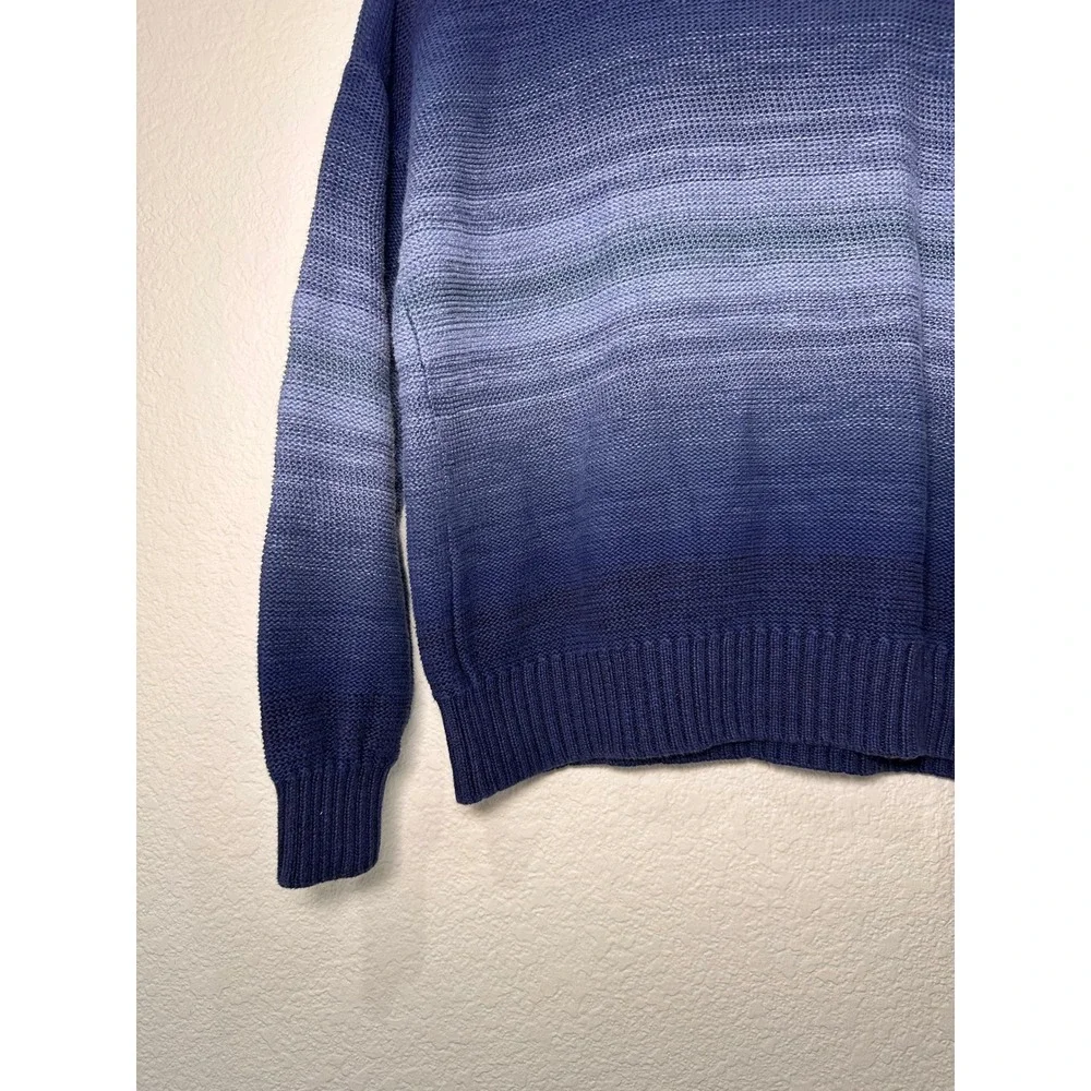 Lauren‎ Ralph Lauren Blue Ombre Gradient Cotton Linen Knit Sweater Womens SP
